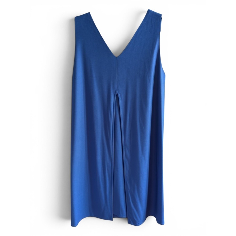 Soft Surroundings Blue Split Front Sleeveless Shift Dress Lagenlook Summer Small